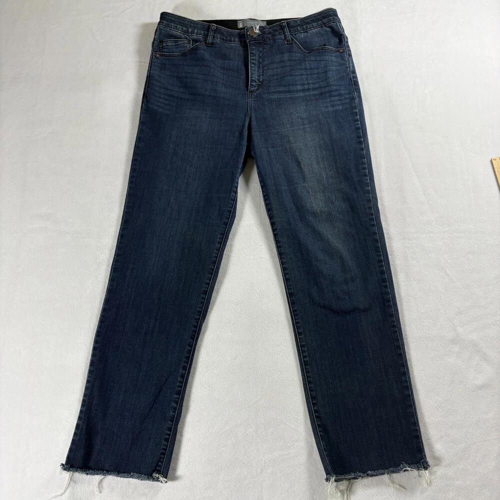 Wit & Wisdom Womens 10 Raw Hem Ankle Skinny Stretch Denim Jeans Dark Wash Retro!